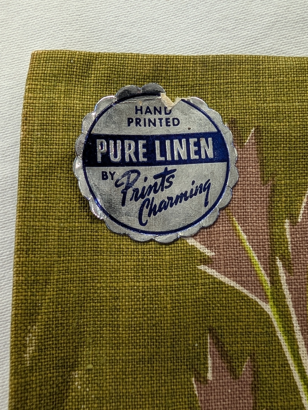 Vintage Prints Charming Vegetable Print Linen Dish Towel in Olive Green and Red - Picture 2 of 16